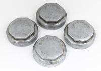 WHEEL CENTRE CAPS: A set of four wire wheel centre caps to suit MG, Triumph & Austin Healey, stamped 'AB2760'