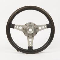 STEERING WHEEL: A Moto-Lita&nbsp;three spoke, leather bound steering wheel, 36cm in diameter - 2