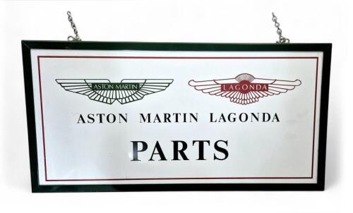 AML DISTRIBUTORS STEEL DOUBLE SIDED SIGN: A factory distributor double sided steel sign marked " PARTS" circa 1980. Size 60cm x 30cm.