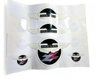 ASTON MARTIN: Three Aston Martin ZZ Zagato sheets with three stickers on each page.