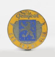 PEUGEOT: A Peugeot NSW Car Club grille enamel badge, 7.5cm in diameter, some marks to badge
