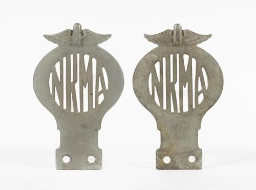 NRMA: Two chrome 'NRMA' car club badges, 14cm high, 9cm wide