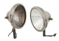 HEADLAMPS: A pair of rare vintage circa 1920s Bleroit Phi nickel plated brass headlamps, flat glass lens measuring 22cm