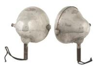 HEADLAMPS: A pair of rare vintage circa 1920s Bleroit Phi nickel plated brass headlamps, flat glass lens measuring 22cm - 2