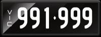 VIC Numerical Number Plate &lsquo;991.999&rsquo; finished in Prestige style with one standard and one slimline plate included. Sold with rights to display.