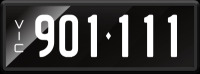 VIC Numerical Number Plate &lsquo;901.111&rsquo; finished in Prestige style with one standard and one slimline plate included. Sold with rights to display.