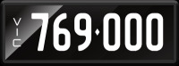 VIC Numerical Number Plate &lsquo;769.000&rsquo; finished in Prestige style with one standard and one slimline plate included. Sold with rights to display.