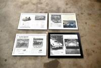 ASTON MARTIN: Four framed sets of b/w photocopied advertising posters from The Autocar and Motor [Location: Sydney]