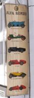 ALFA ROMEO: A c1970s Alfa Romeo paper promotional banner showing various Alfa models 138cm high, 39cm wide