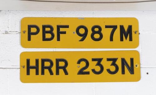 NUMBER PLATES: A collection of 10 number plates including nine UK&nbsp;and one NSW, for display only