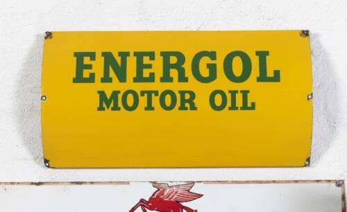 ENERGOL: A c1960s&nbsp;'ENERGOL MOTOR OIL'&nbsp;convex enamel sign, 36cm high, 68cm wide