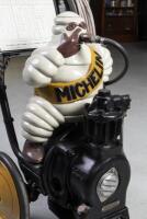 MICHELIN: A&nbsp;meticulously&nbsp;restored circa 1930s Michelin tyre compressor on trolley&nbsp;with seated Bibendum figure. Restored and rebuilt to working condition by Peter Vandersluys for David - 6