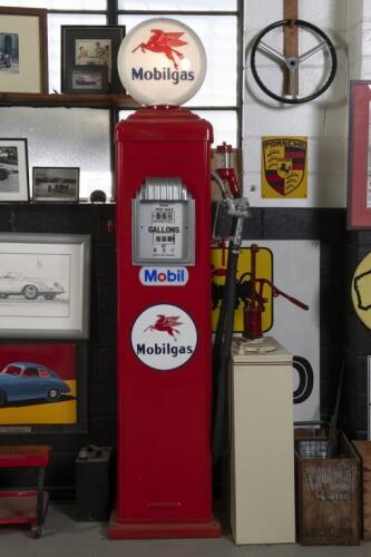 MOBILGAS: A restored circa 1950s 'Wayne'&nbsp;petrol pump in 'Mobilgas' livery, with&nbsp;working&nbsp;illuminating reproduction globe