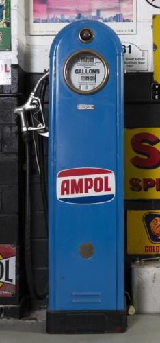 AMPOL: A restored/repainted 'Wayne Model AS70 Bullseye' petrol pump in 'Ampol' livery, featuring working&nbsp;light positioned to illuminate face of pump&nbsp;