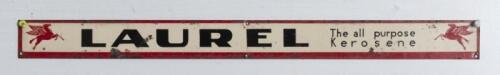 LAUREL KEROSENE: An excellent original screenprinted tin 'Laurel - The All Purpose Kerosene' shop display strip sign, 5cm high, 60.5cm wide