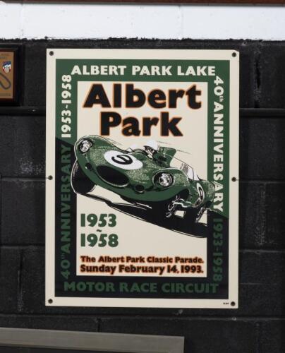 ALBERT PARK: A limited edition 40th anniversary 1953-1958 Albert Park Lake motor race circuit enamel sign, editioned lower right: 74&nbsp;of 100 66cm high, 49.5cm wide
