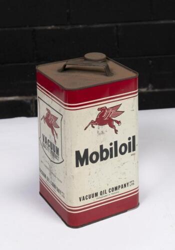 MOBILOIL: An Australian one imperial gallon 'Mobiloil Vacuum Oil Company Pty Ltd.' can&nbsp;by Dominion Can Melbourne