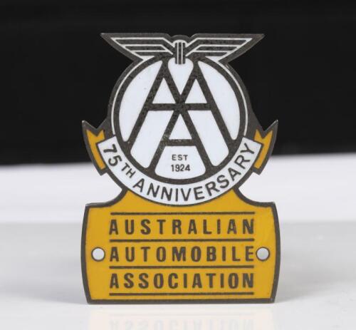 AAA: A 75th anniversary 'Australian Automobile Association' car grille badge, no 111 on rear, 7cm x 9cm&nbsp;