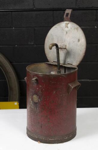 PARTS WASHER: A Wilcox & Gibbs parts washer drum, possibly 1920s or 1930s, 35cm high