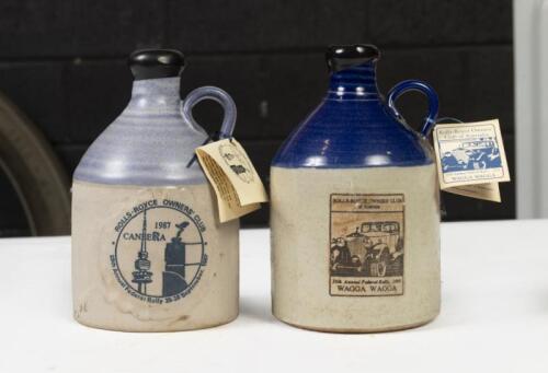 MUSCAT WINE: Two ceramic Muscat wine flagons produced for the 'Rolls-Royce&nbsp;Owners Club of Australia'