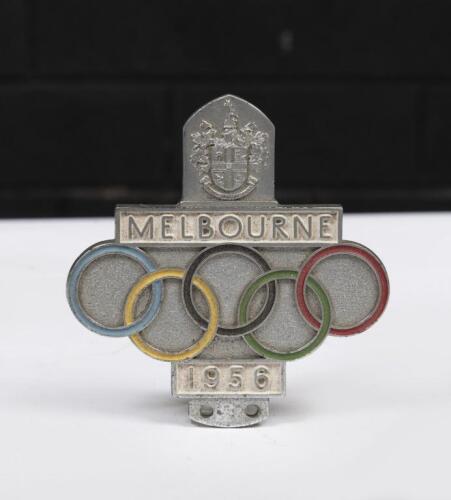 OLYMPIC GAMES: A 1956 Melbourne Olympic Games grill badge as manufactured by H.R Hobson Pty Ltd Melb, 10.5cm high, 10cm wide