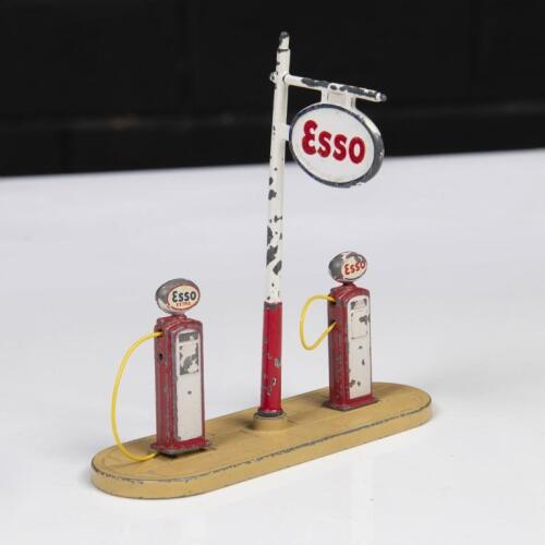 DINKY: A Dinky Toys,1950s, Esso petrol pump station, made in England by Meccano Ltd.