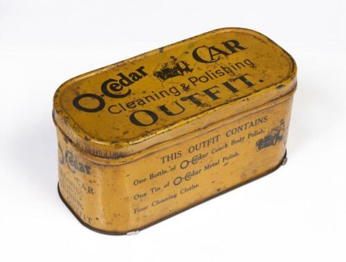 O'CEDAR: An early O-Cedar Car Cleaning & Polishng Outfit container tin
