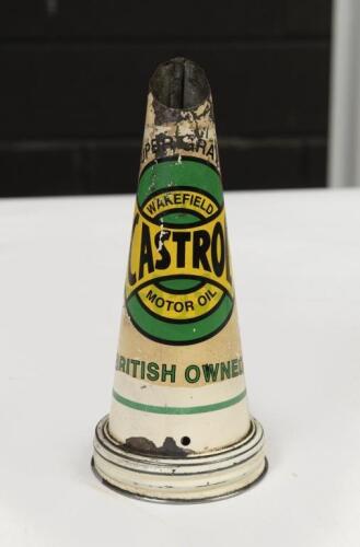 CASTROL/BP: An interesting tin oil pourer with Castrol Wakefield Motor Oil 'Supergrade' printed over a 'BP' logo underneath. Unusual item
