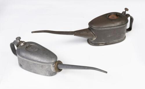 OILERS: Two early Braime's double slide oilers, largest is 35cm long
