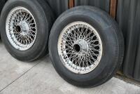 DB6 Chrome Wire Wheels: : A set of four DB6 chrome wire wheels with original Dunlop c/w Avon Roadspeed 5.70-15 tyres [Location: Sydney] - 5