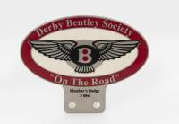 DERBY BENTLEY SOCIETY: An enamel Derby Bentley Society 'On the Road' members badge, numbered '086'