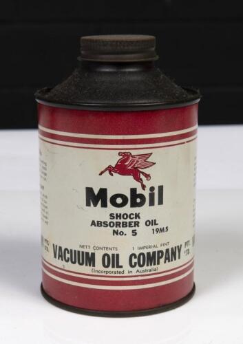 MOBIL: An excellent Australian one imperial pint Mobil 'Shock Absorber Oil No.5'&nbsp;can