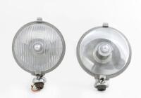 LUCAS: A pair of SLR576 Lucas fog/driving lights with clear lenses and chrome backing, lens 15cm in diameter