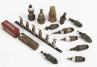 SPARK PLUGS: A box containing several early spark plugs such as Ripaults, Lodge etc, also includes a spark plug holder