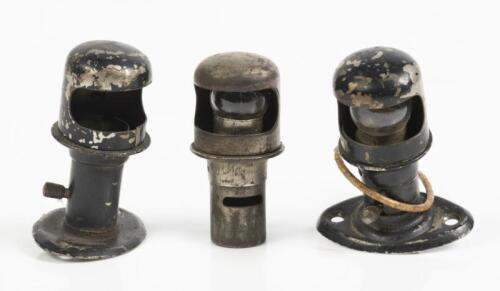 DASH LAMP: A group of three circa 1920s dash lamps, one has a missing base
