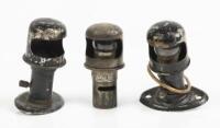 DASH LAMP: A group of three circa 1920s dash lamps, one has a missing base