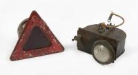 REAR LIGHTS: Two early rear lights, includes a Rotax&nbsp;triangular shaped stop light and a possible reverse light with cut glass lens