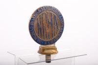 NRMA: A c1927-1929 National Roads & Motorists Association NSW pedestal mounted grille badge numbered to reverse '34061' manufactured by Angus & Coote Sydney, 13cm high overall - 2