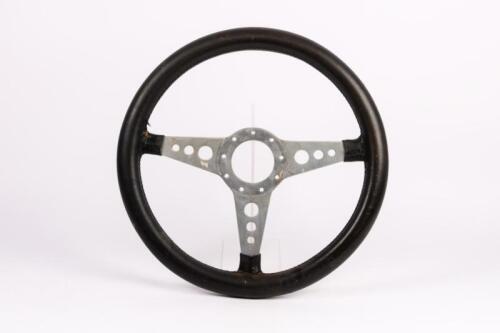 STEERING WHEEL: A Mota-Lita, three spoked leather bound steering wheel, 37cm diameter