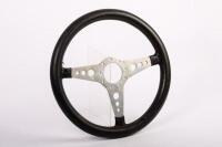 STEERING WHEEL: A Mota-Lita, three spoked leather bound steering wheel, 37cm diameter - 2