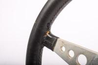 STEERING WHEEL: A Mota-Lita, three spoked leather bound steering wheel, 37cm diameter - 3