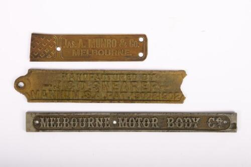 NAMEPLATES: Three early nameplates