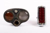 LUCAS: Two early Lucas rear lights, includes a Lucas 'Owl Eye' rear light (missing red lens & loose internal parts) and a Lucas 464A&nbsp; stop light&nbsp;