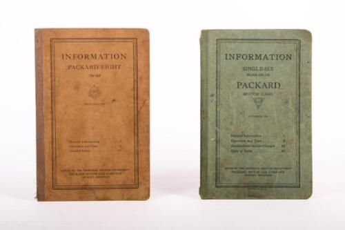 PACKARD: Two Packard information booklets, includes a 1923 Packard Single Six Models 226-233 book and a 1925 Packard Eight 236-243 book