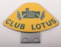 CLUB LOTUS: An impressive reproduced 'Club Lotus' grille badge featuring&nbsp;a Lotus Six, 10cm high, 11cm wide