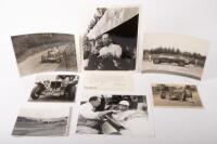 PHOTOS: Seven period b/w photos including&nbsp;two publicity photos of&nbsp;Stirling Moss from 1959/60, plus English period photos of ERA's/Alfa, one from the Melbourne Argus of a MG racing possibly at P.I, plus the Lombard