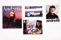 ANDRETTI: Four items related to Mario Andretti. Mario Andretti signed 'DRIVER OF THE CENTURY' profile cards - 5