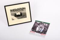 JACK BRABHAM: A framed photo taken by Harold Barker of Jack Brabhams Cooper Climax Silverstone British Grand Prix 1960
