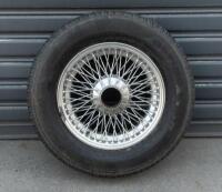 WIRE WHEELS: A set of&nbsp; four, 15 Inch Dunlop wire wheels with tyres, 72 spoke wheel, tyre rating 185/80R15, came off a Jaguar E-Type but thought to also suit a Jaguar Mk2, all tyres matching - 2