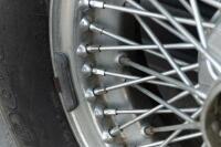 WIRE WHEELS: A set of&nbsp; four, 15 Inch Dunlop wire wheels with tyres, 72 spoke wheel, tyre rating 185/80R15, came off a Jaguar E-Type but thought to also suit a Jaguar Mk2, all tyres matching - 3